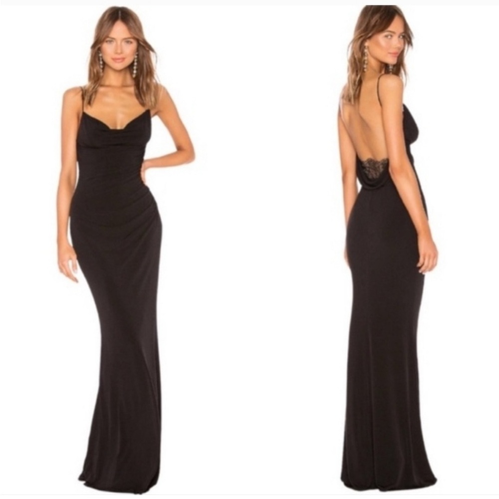 Katie May Surreal Black Maxi Gown Low Back Long Sleeveless Dress Size XL